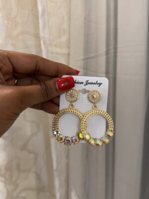 Boucle d’oreille rond avc perles multicolor