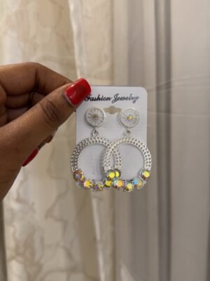 Boucle d’oreille rond avc perles multicolor