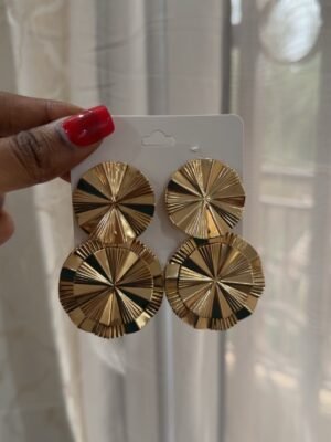 Boucle d’oreille disque superposé doré