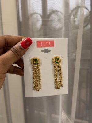 Boucle d’oreille chaine diamant or argent