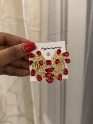 Boucle d’oreille aile Cristaux doré argenté